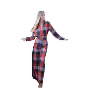Never a Wallflower Red & Blue Plaid Matador wide leg Pants and shirt set size xs
